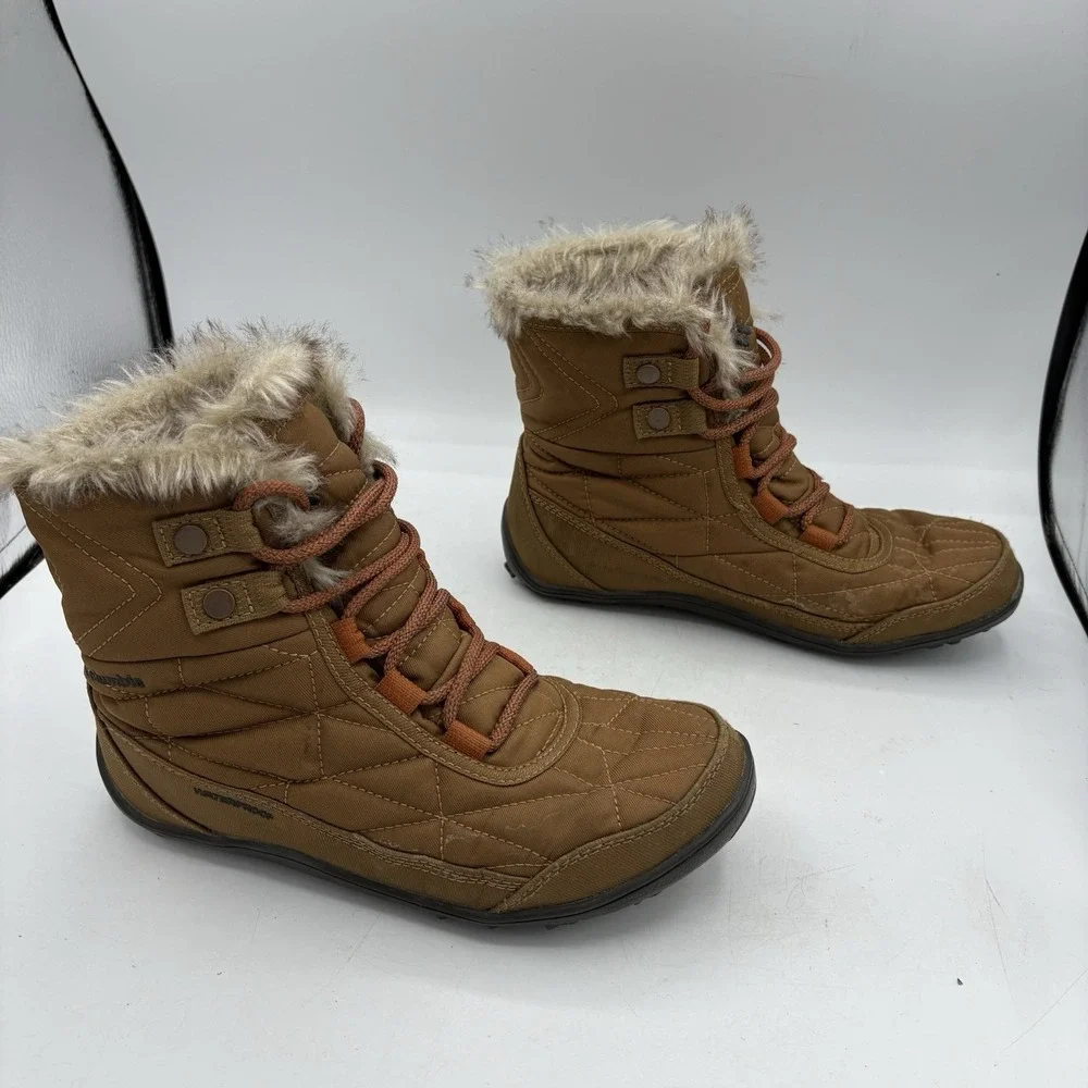 Columbia Boots Womens Sz 6.5 Minx Shorty III Copper Brown Waterproof Winter Snow